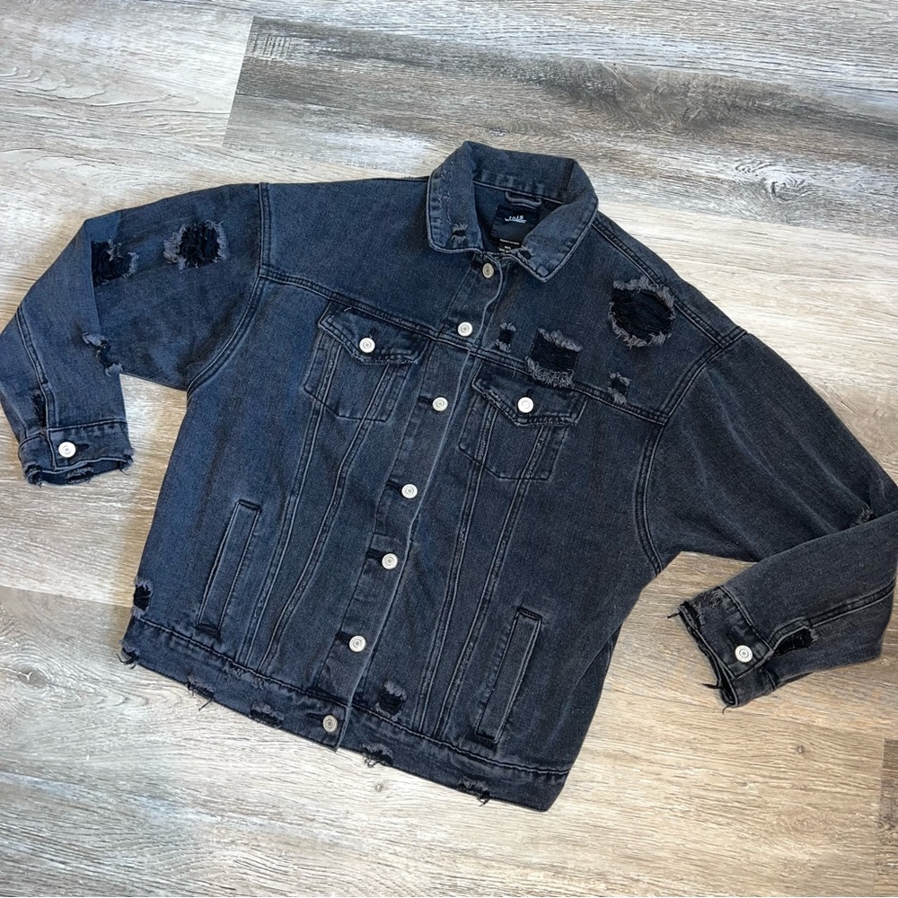 Iris Distressed Denim Jacket - image 2